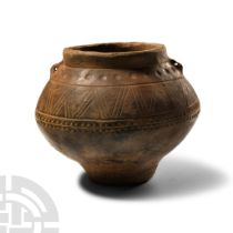 Cypriot Brown Burnished Ware Decorated Jar