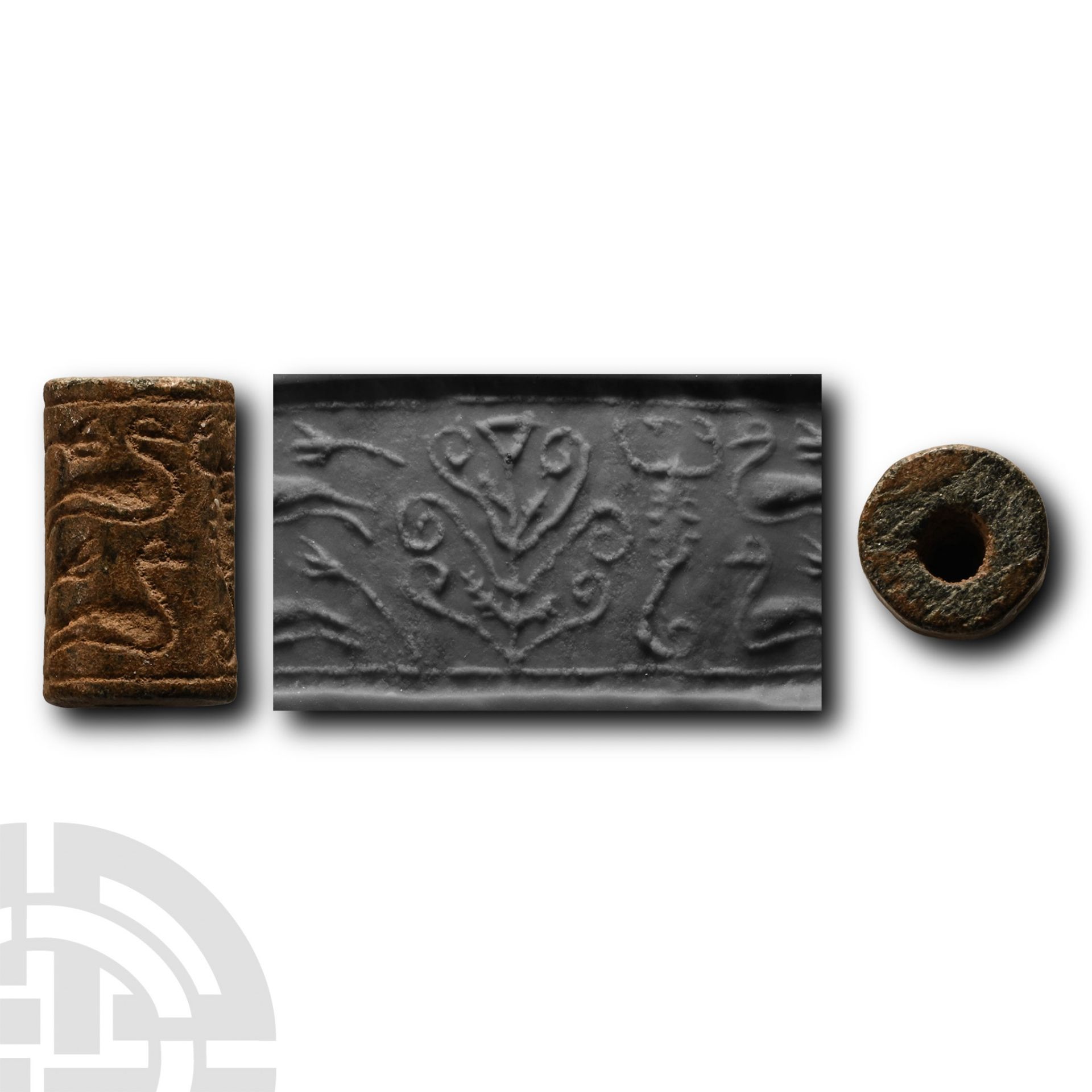 Neo-Assyrian Stone Cylinder Seal with Scorpion and Bird