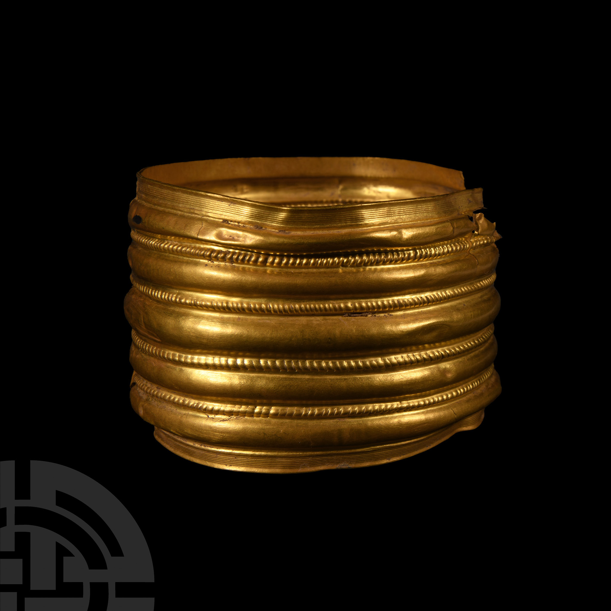 Large European Bronze Age Gold Ribbed Bangle - Image 2 of 2