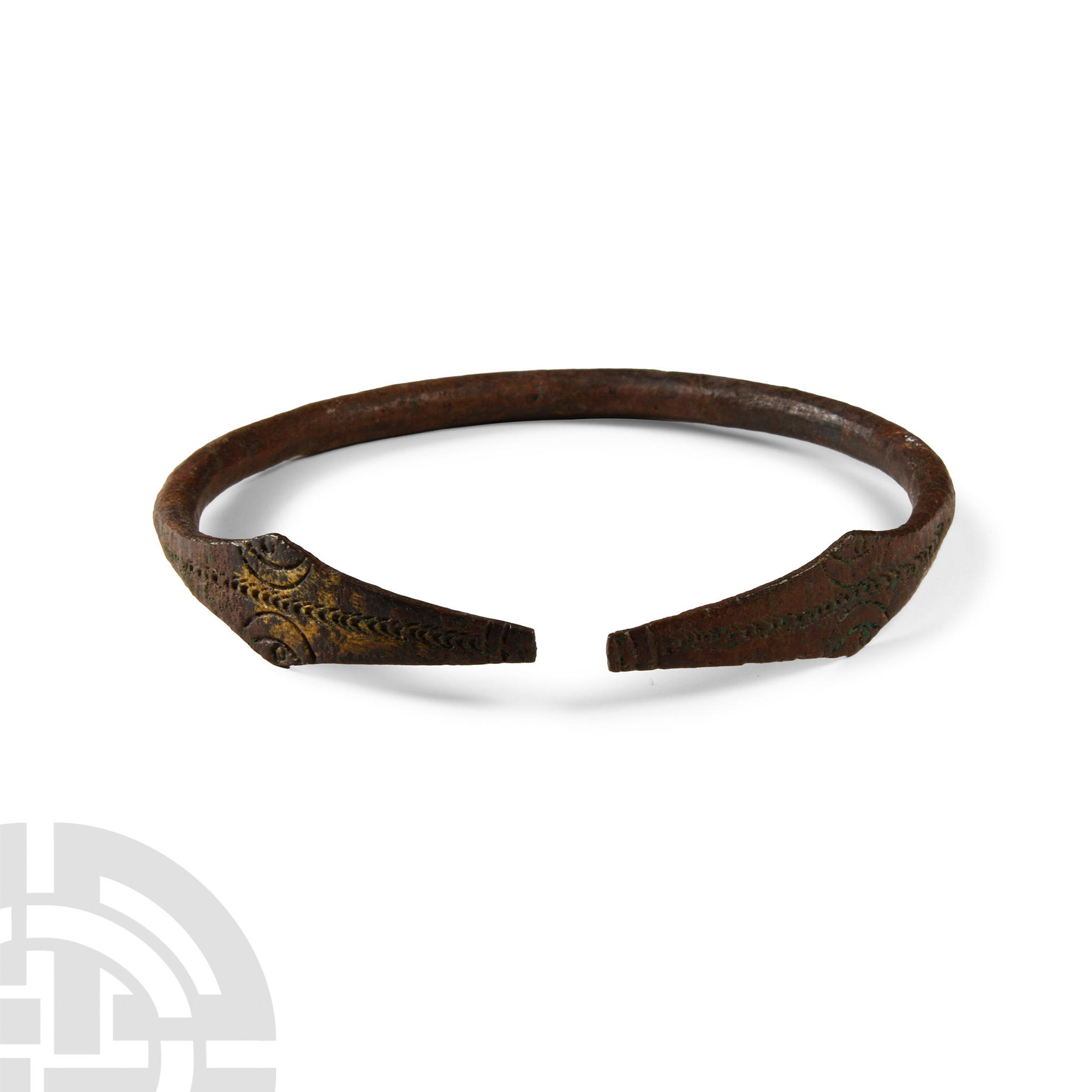 Roman Gilt Bronze Snake-Headed Bracelet