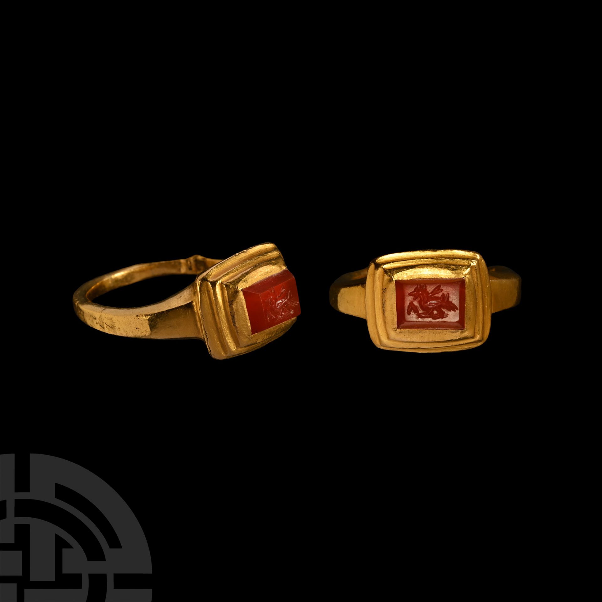 Gold Ring with Sassanian Dragon Gemstone