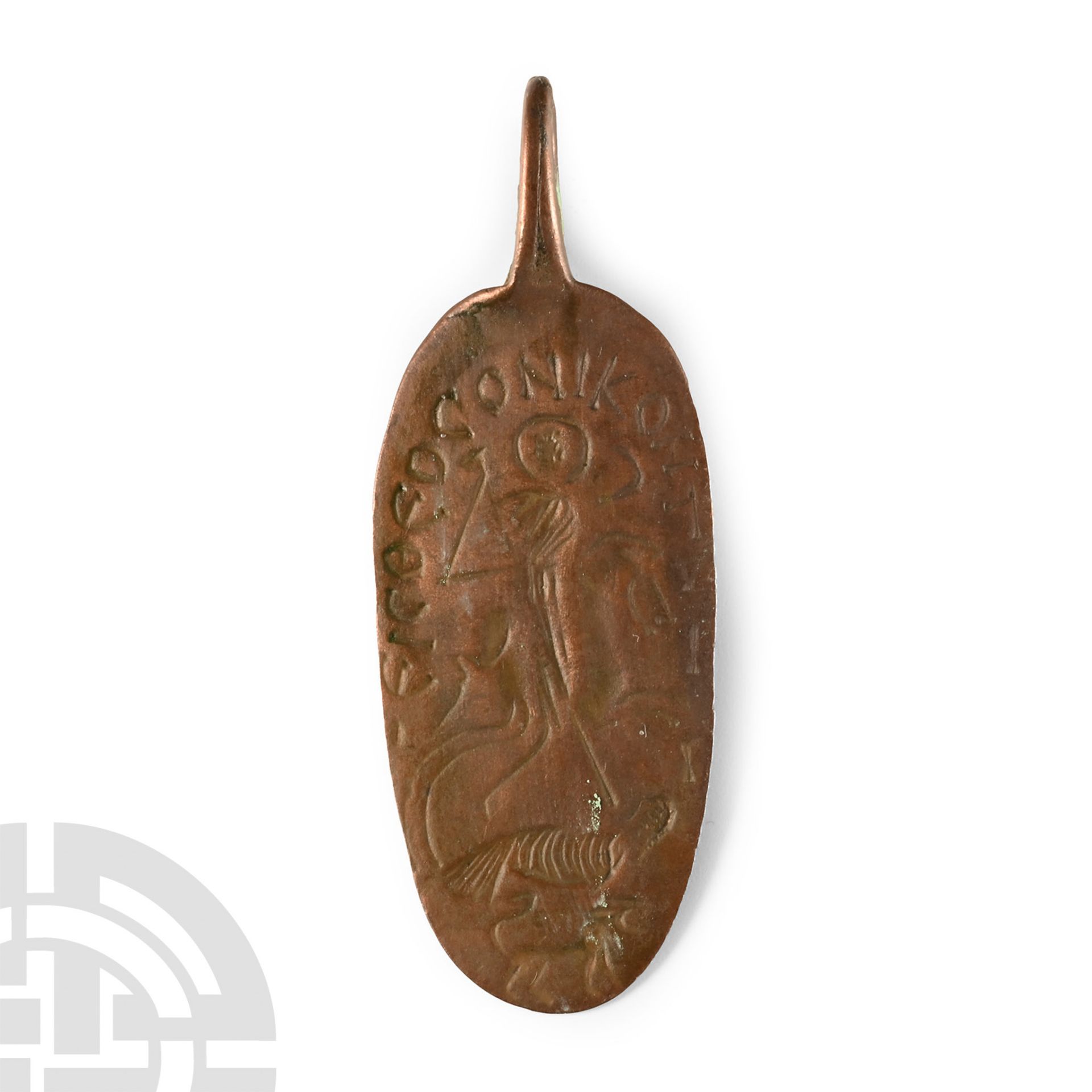 Byzantine Copper Talisman Pendant with Saint George