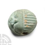 Phoenician Faience Scarab with Face