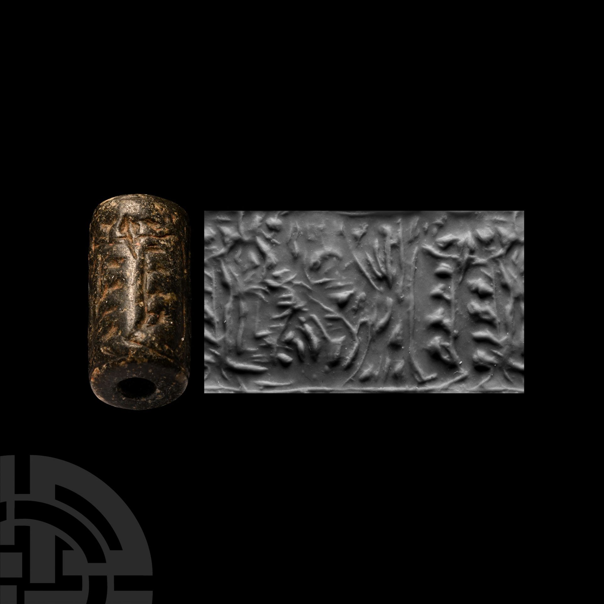 Mesopotamian Cylinder Seal with Hunting Scene