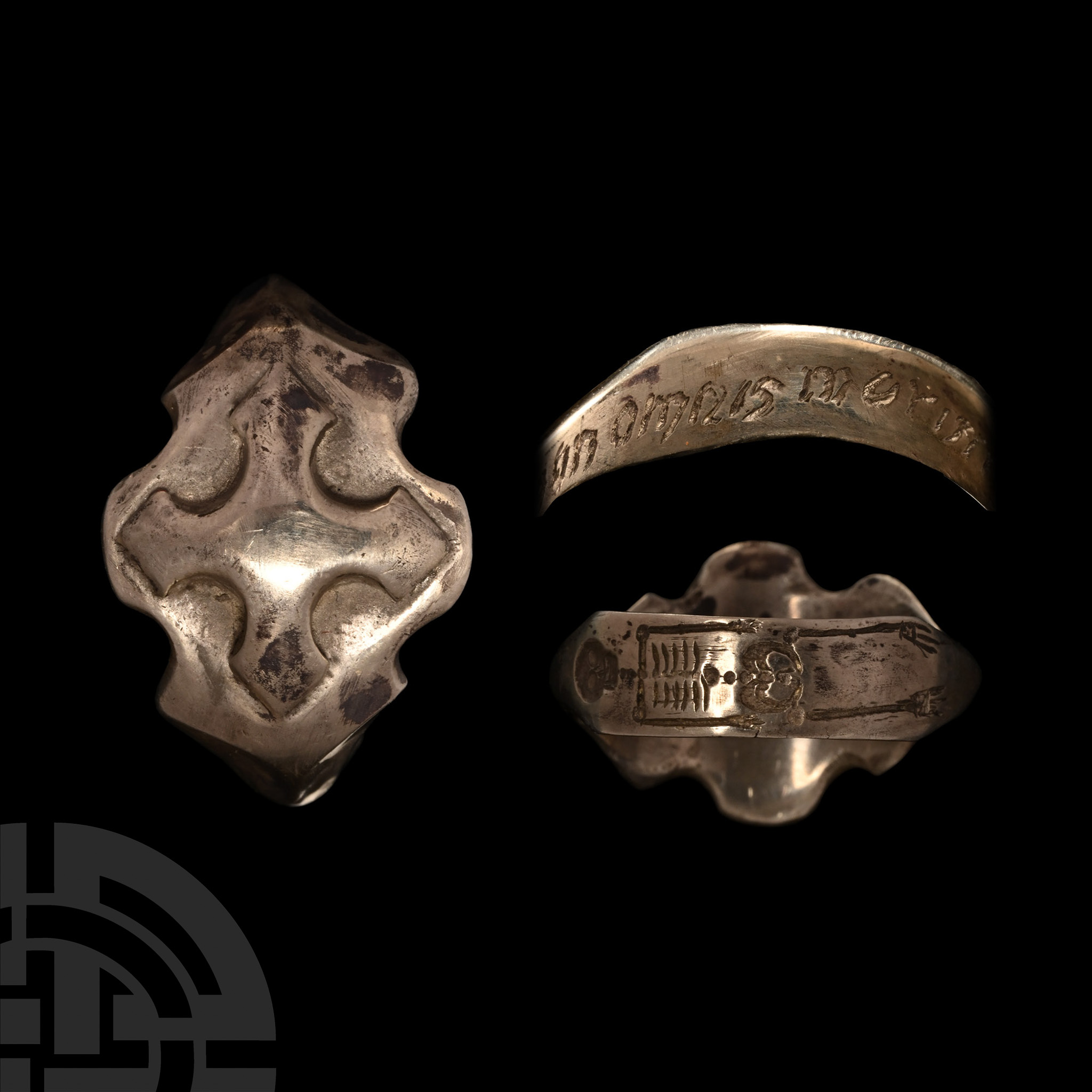 Georgian Silver 'Not All of me Will Die' Memento Mori Ring with Skeleton on Hoop