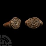 Roman Bronze Signet Ring with Hare Motif