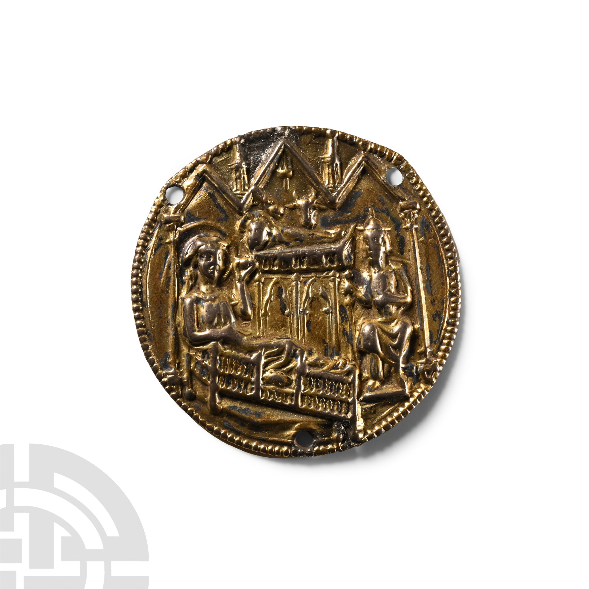 Medieval Silver Medallion with Scenes of the Nativity