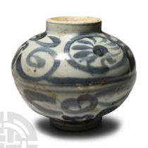 Chinese Ming Blue and White Jar with Peonies