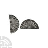 Anglo-Saxon Coins - Cnut - London / Leofwine - Pointed Helmet Type AR Cut Halfpenny