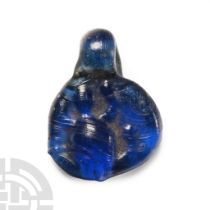 Roman Cobalt Blue Glass Turtle Pendant