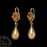 Roman Gold Drop Earring Pair