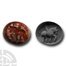 Sassanian Red Jasper Seal with Pegasus