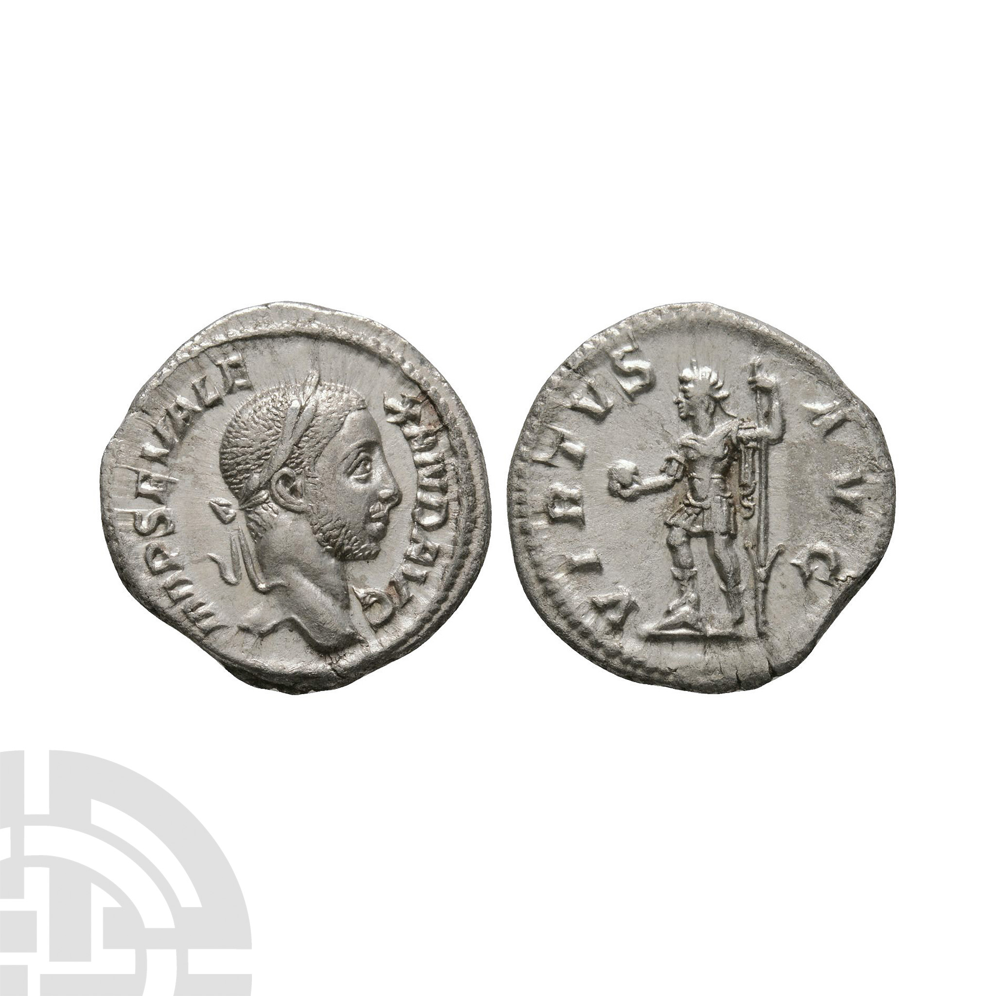 Ancient Roman Imperial Coins - Severus Alexander - Virtus AR Denarius