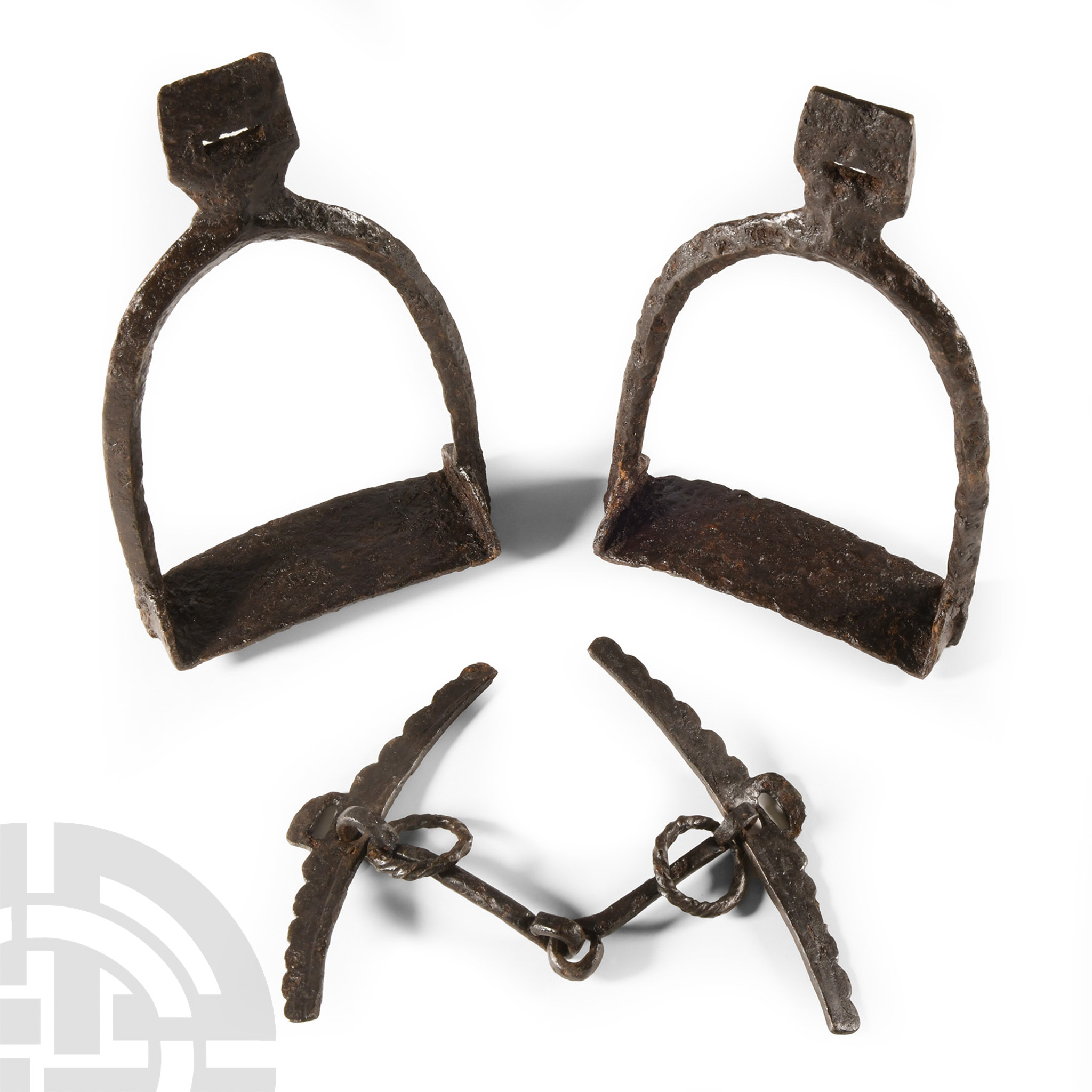 Viking Age Iron Stirrup Pair with Horse Bit