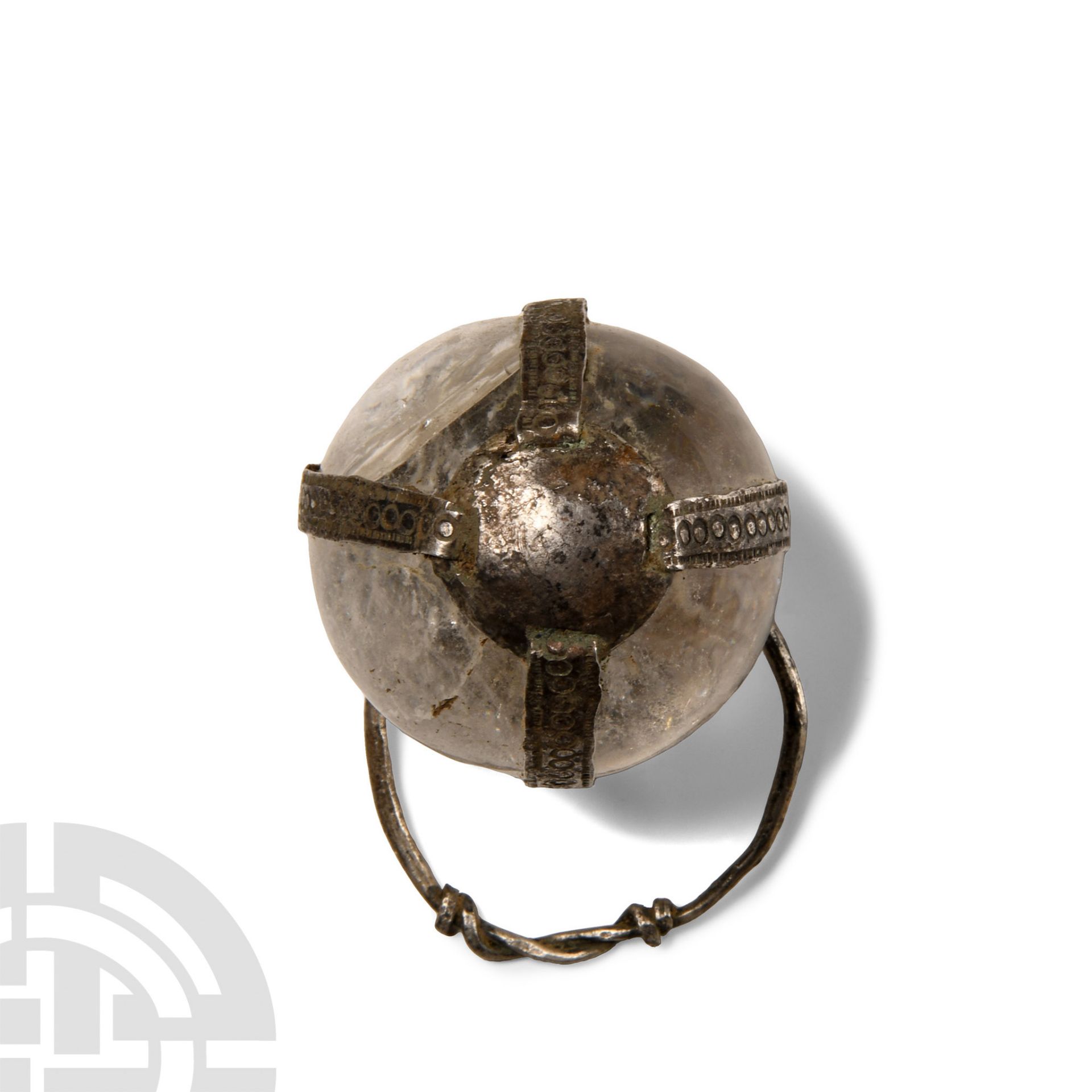 Large Saxon Period Silver Pendant with Rock Crystal Orb - Bild 3 aus 3