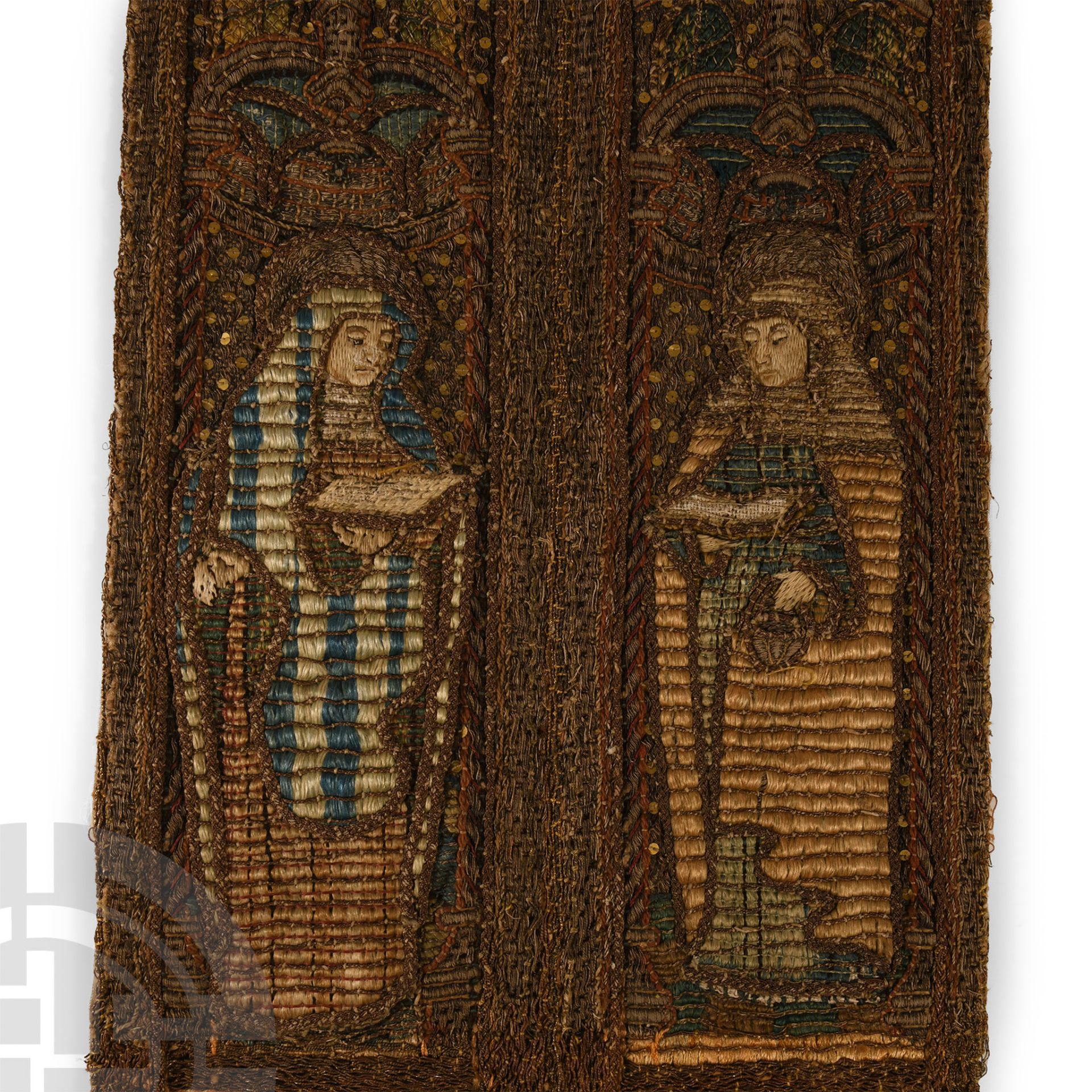 Medieval Embroidered Orphrey with Six Saints