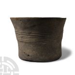 Western Asiatic Basalt Mortar with Linear Decoration