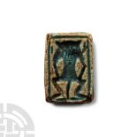 Egyptian Faience Block Bead with Bes and Amun