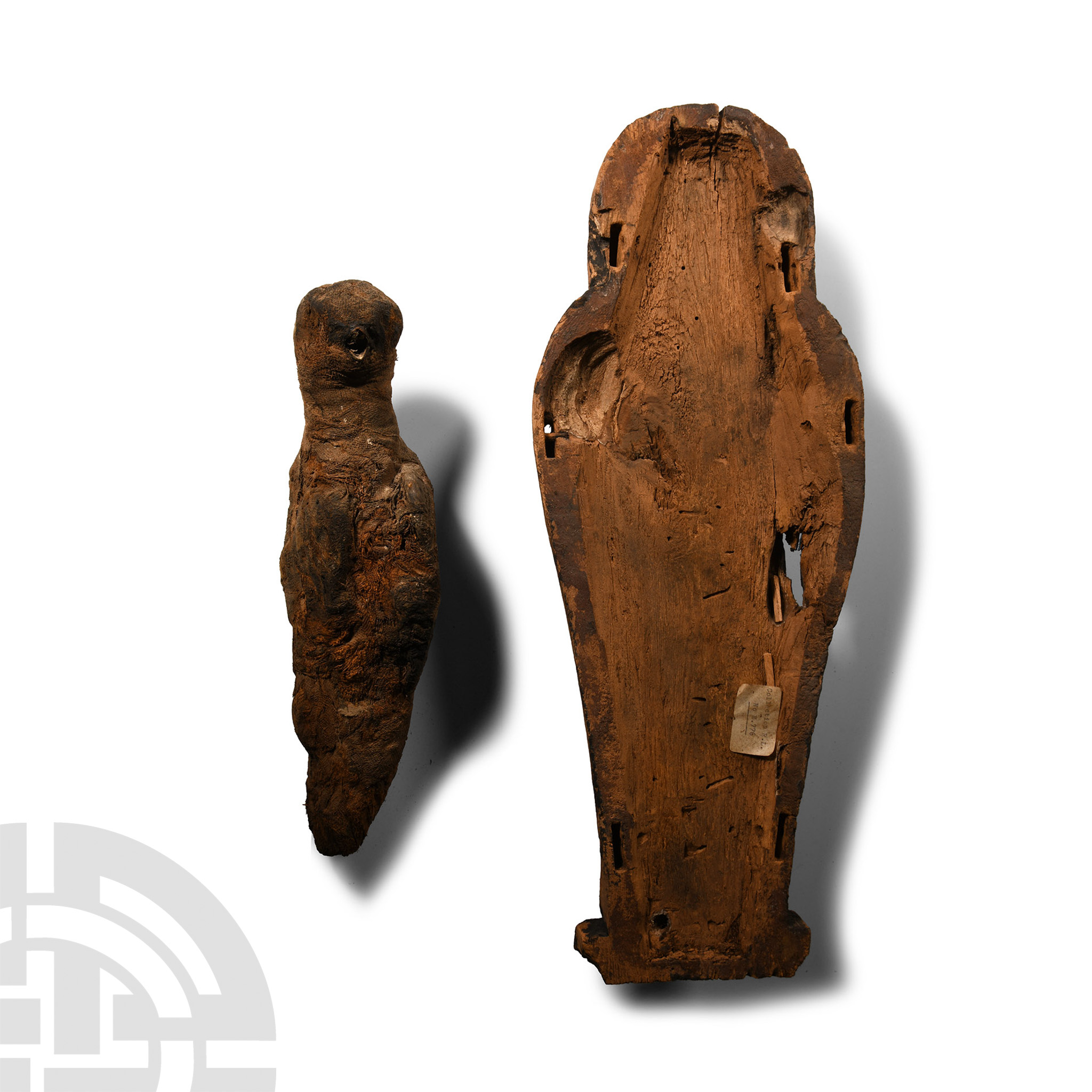 Egyptian Wooden Sarcophagus with Falcon Mummy - Image 2 of 4