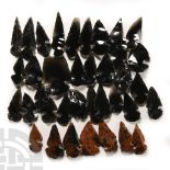 Reproduction North American Obsidian Arrowhead Group