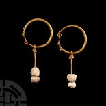 Roman Gold Earring Pair with Beads