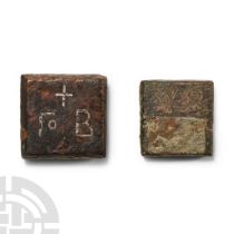Byzantine Silver Inlaid Bronze Trade Weight Group