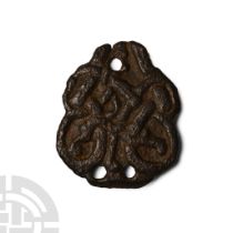 Anglo-Scandinavian Viking Bronze Apex Stirrup Mount with Urnes Entwined Beasts