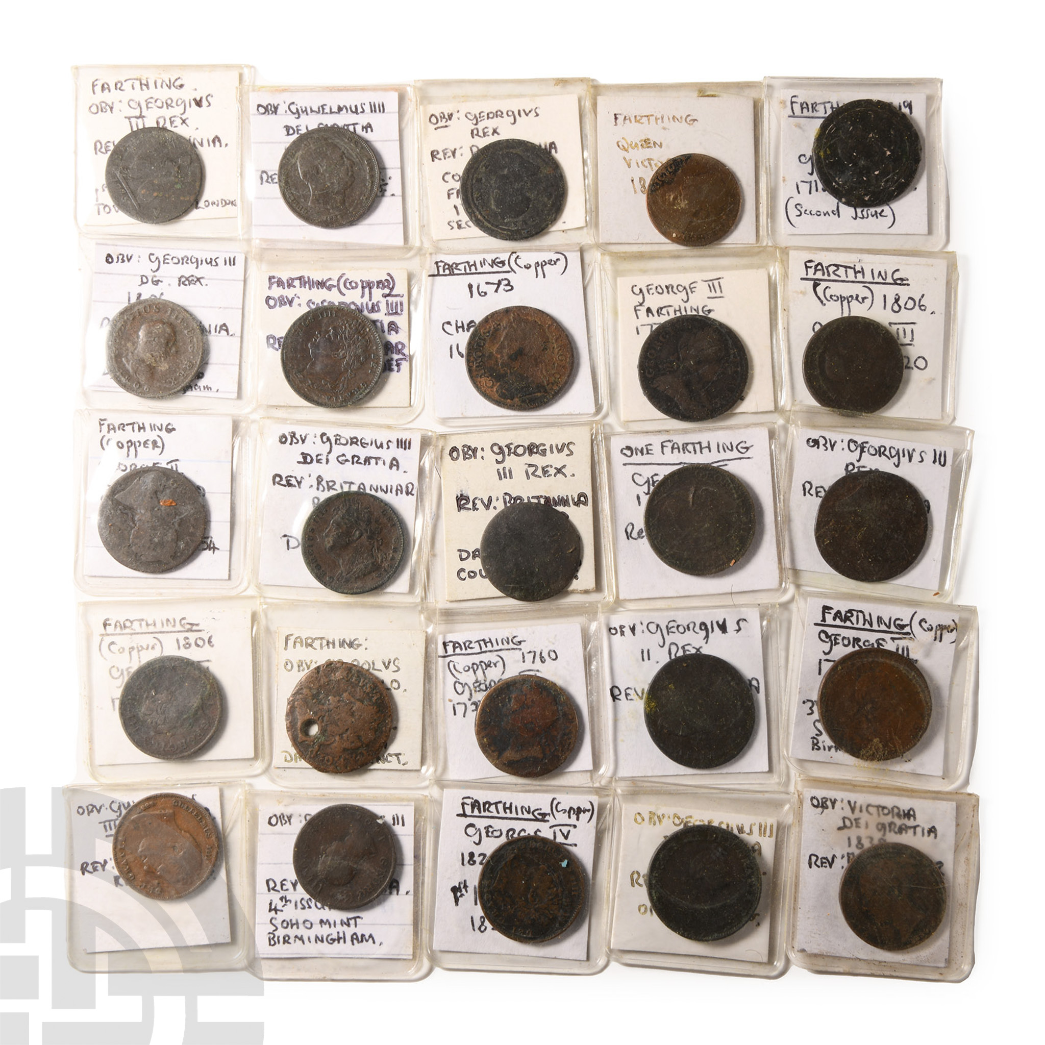 English Milled Coins - Mixed AE Farthing Group [25]