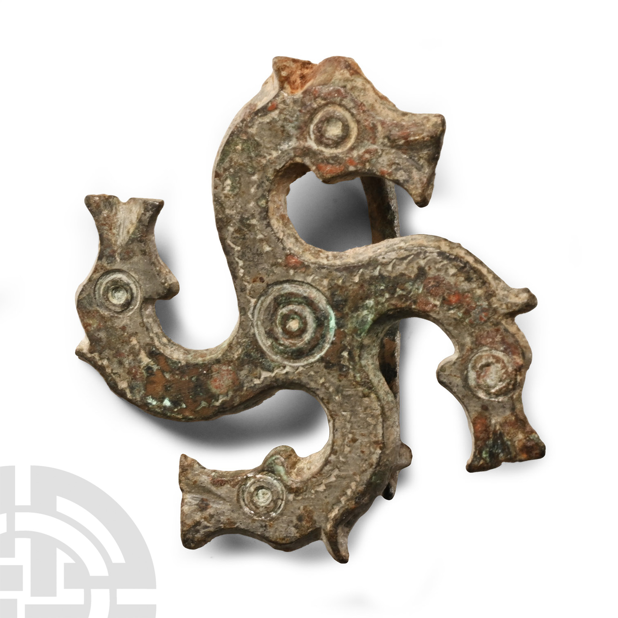 Roman Bronze Horse-Heads Plate Brooch