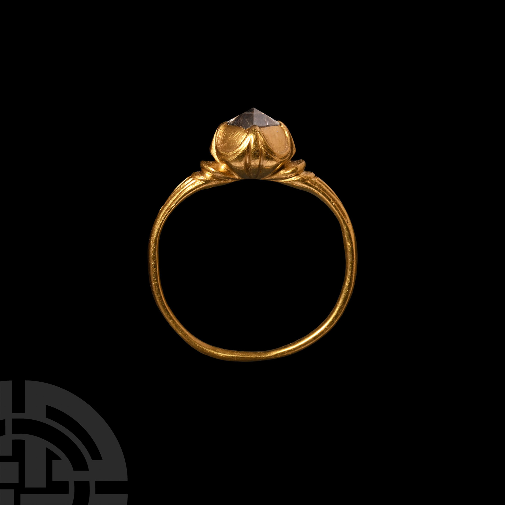 Elizabethan Period Gold Ring with Polished Natural Diamond Crystal - Image 2 of 2