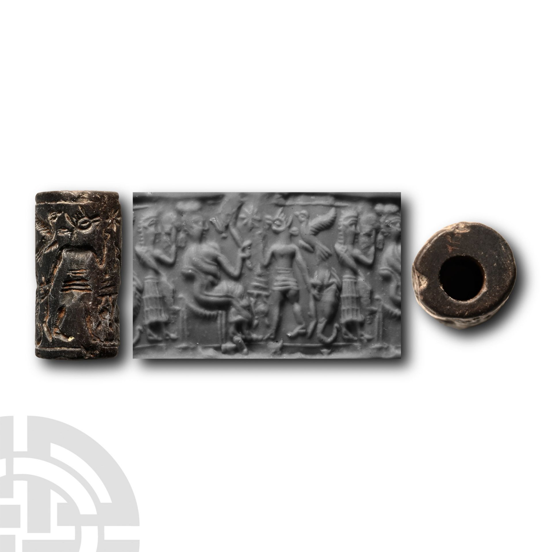 Western Asiatic Stone Cylinder Seal with Worship Scene