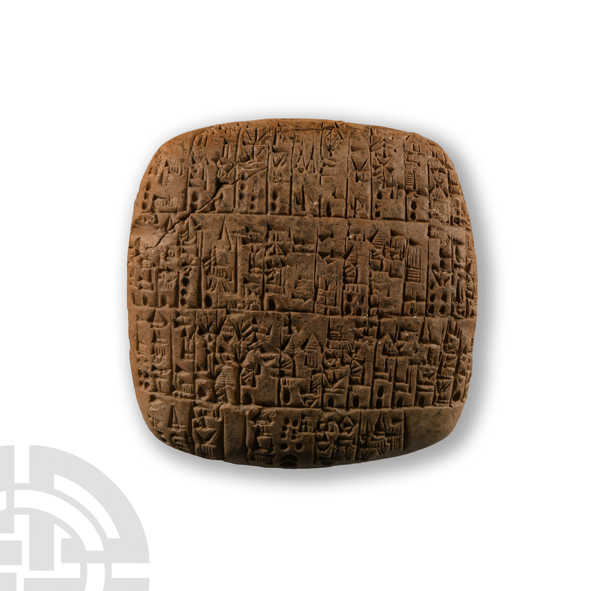 Early Dynastic Terracotta Cuneiform Administrative Tablet Recording Livestock and their Owners