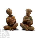 Chinese Wei Terracotta Seated Children Pair