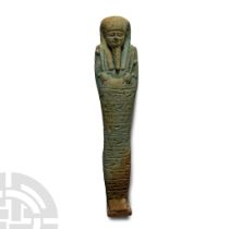 Large Egyptian Blue Glazed Hieroglyphic Shabti for Ta-Amun
