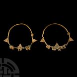 Large Western Asiatic Gold Hoop Earrings