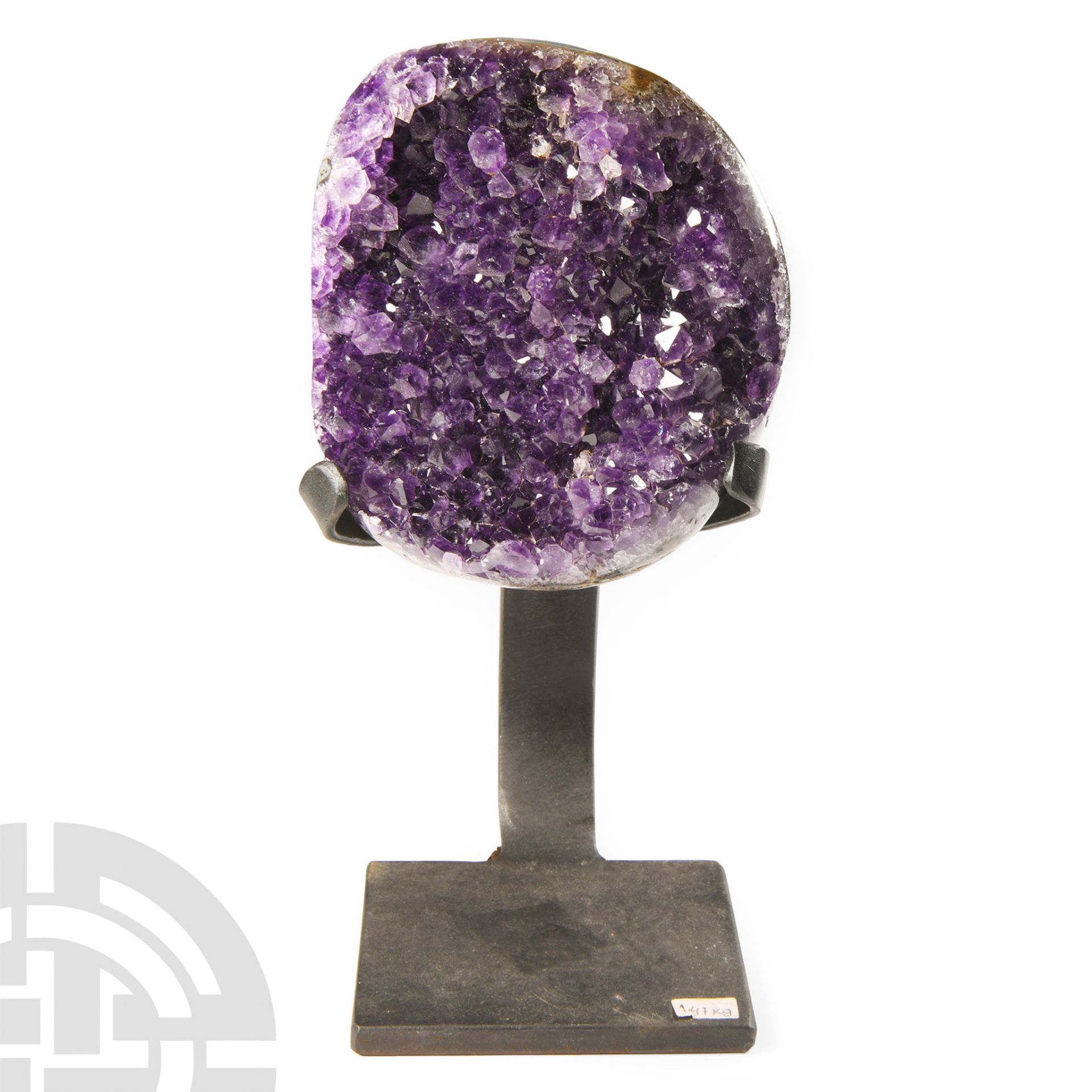 Natural History - Amethyst Crystal Specimen on Stand.