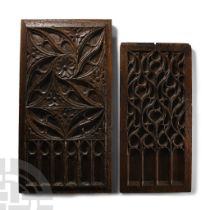 English Carved Oak Panel Group