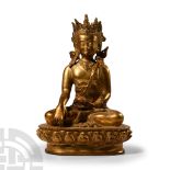 Sino-Tibetan Gilt Bronze Buddha Statue