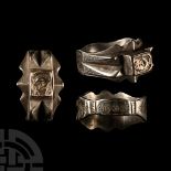 Post Medieval Silver 'En Bon An' Ring with Saint Barbara