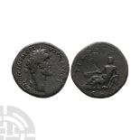 Ancient Roman Imperial Coins - Antoninus Pius - Tiber Reclining AE Sestertius