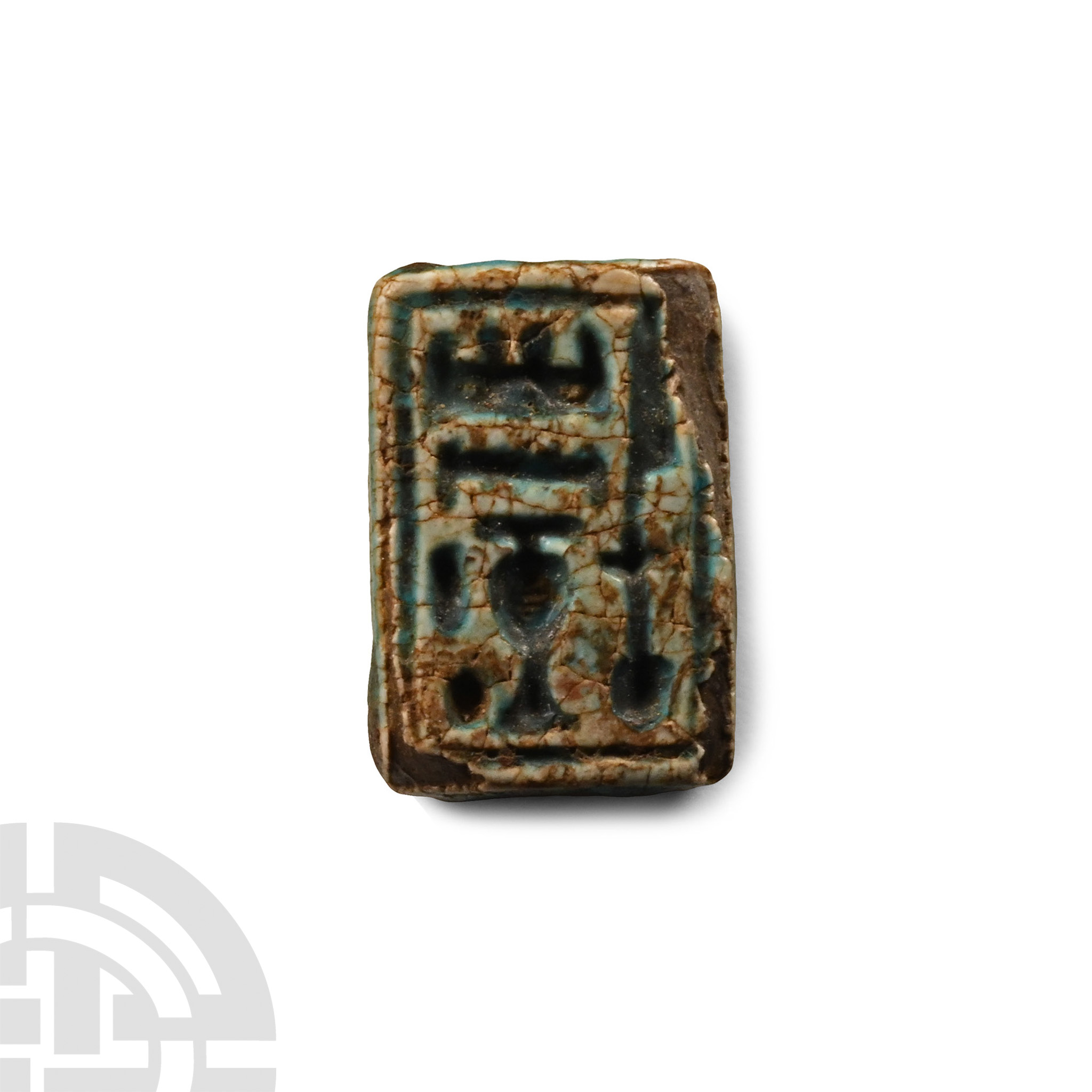 Egyptian Faience Block Bead with Bes and Amun - Image 2 of 2