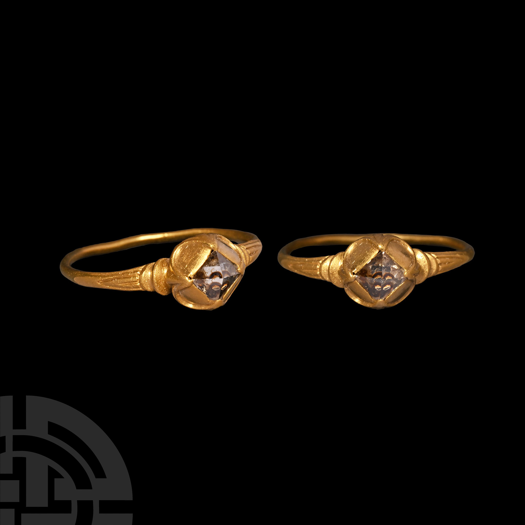Elizabethan Period Gold Ring with Polished Natural Diamond Crystal
