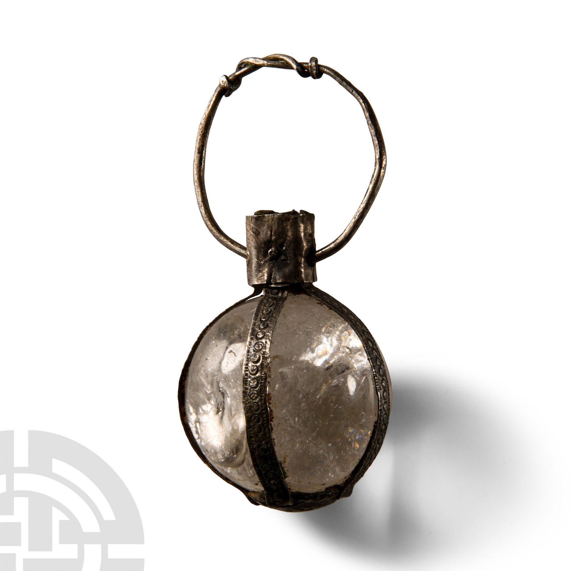 Large Saxon Period Silver Pendant with Rock Crystal Orb