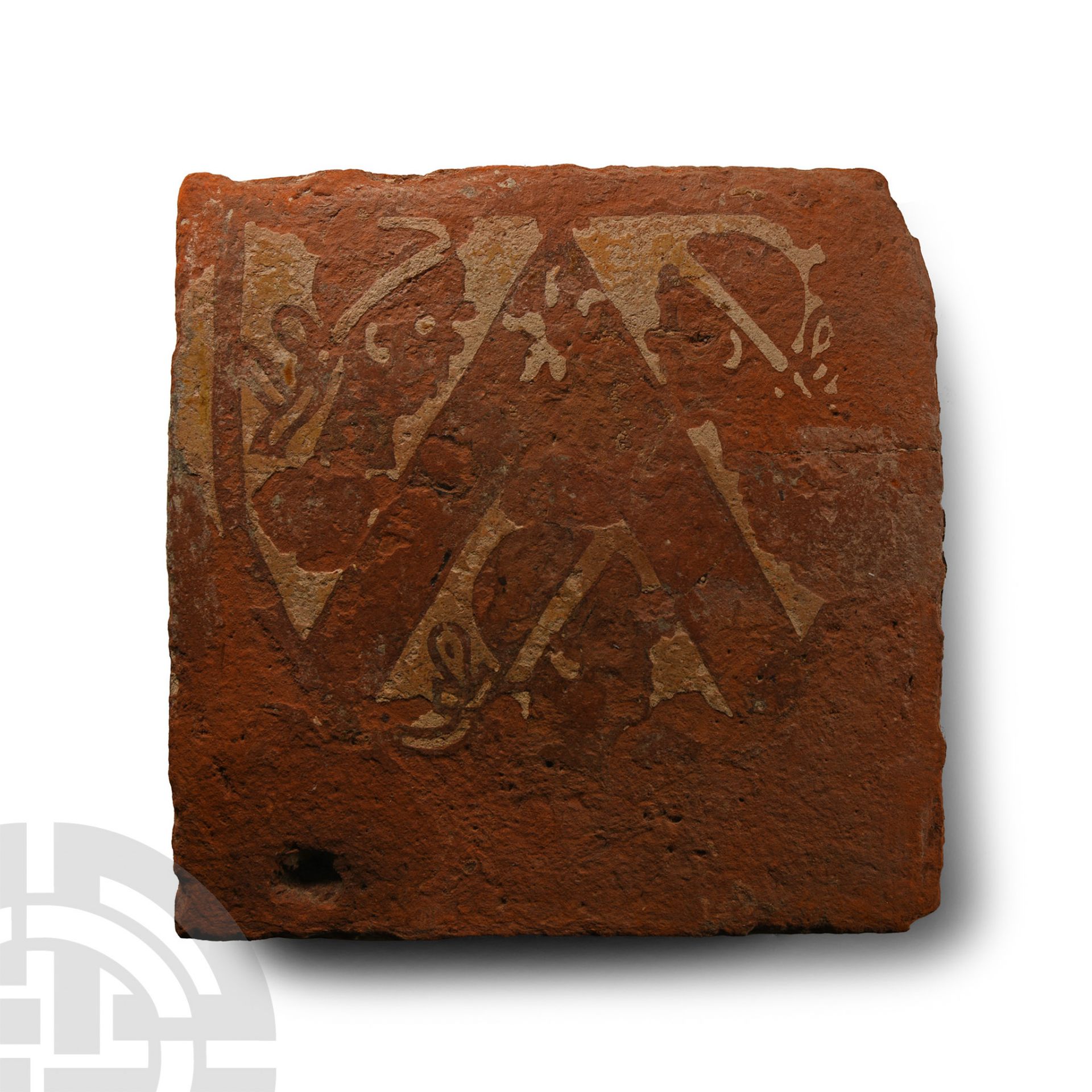 Medieval Heraldic Tile with the Heads of Three Moors within a Shield