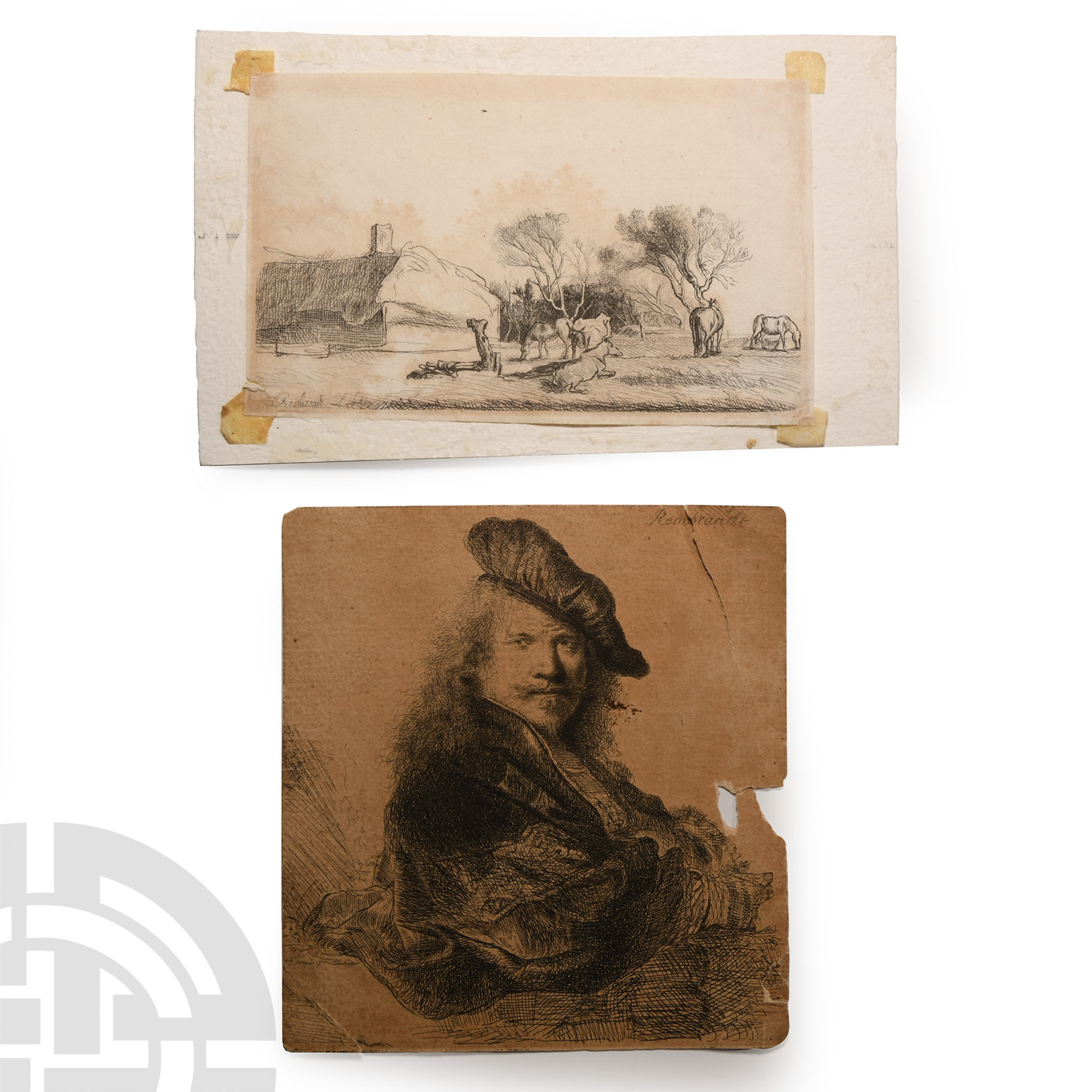 Two Rembrandt van Rijn Etchings