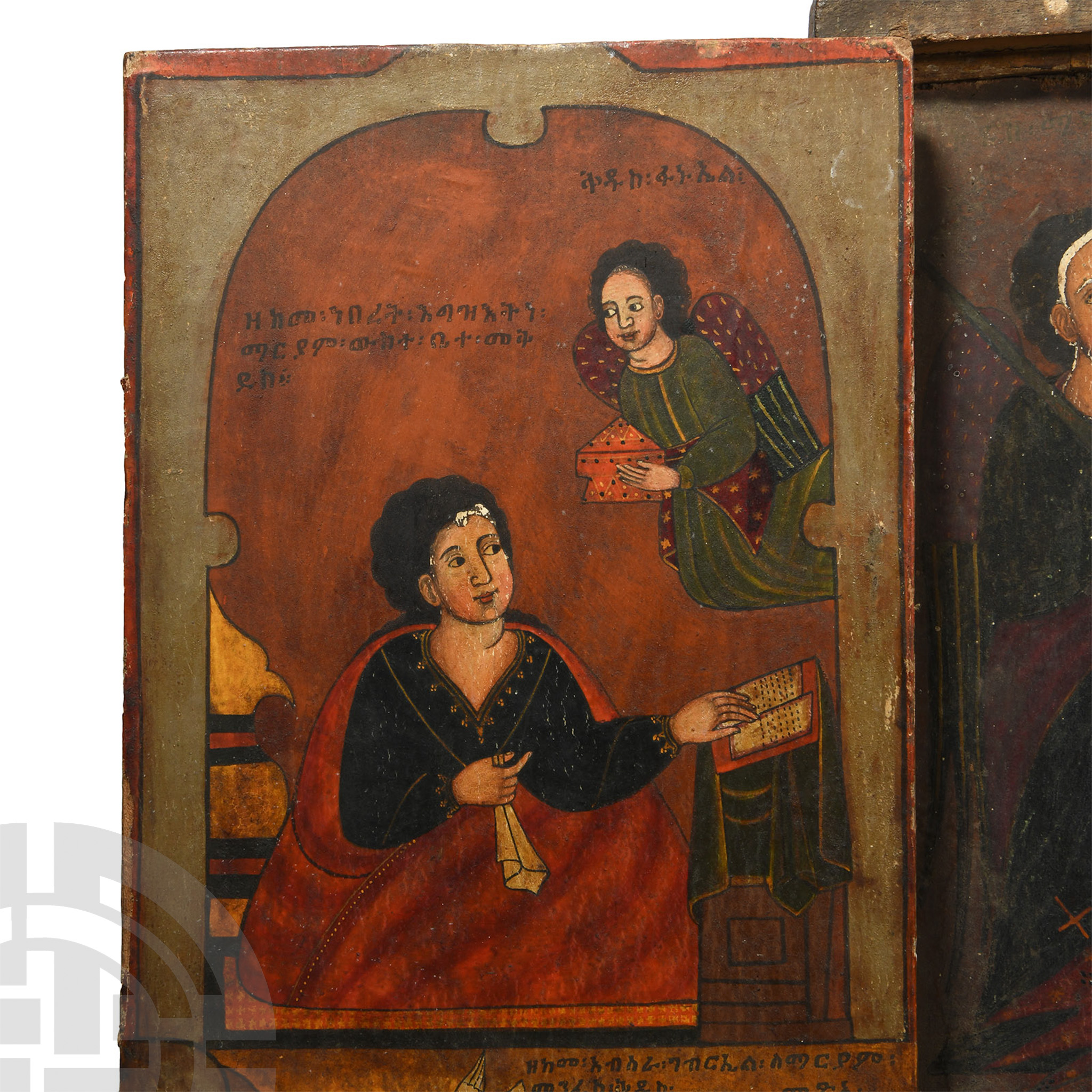 Large Ethiopian Triptych Icon with the Virgin and Child - Image 2 of 6