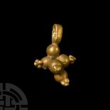 Medieval Gold Granulated Cross Pendant