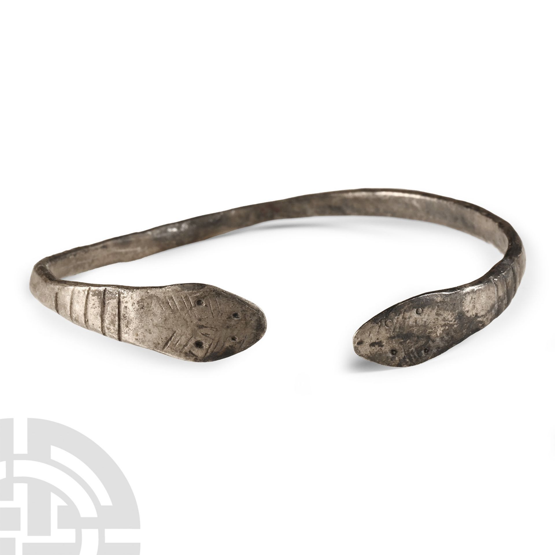 Roman Silver Snake Head Bracelet