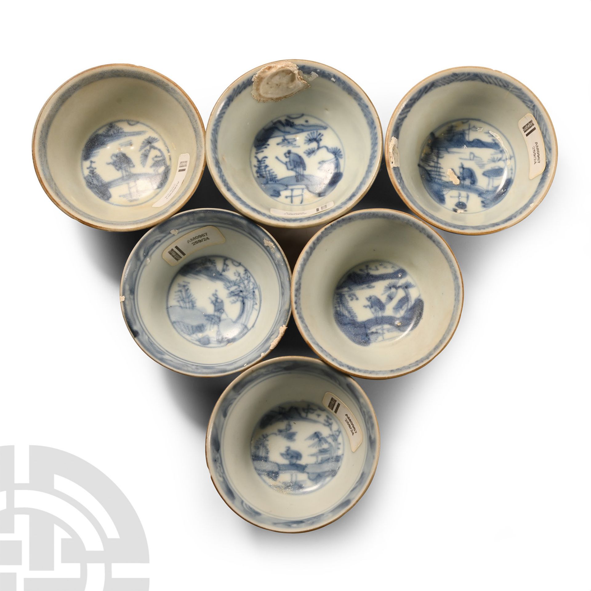 Ca Mau Cargo Shipwreck Glazed Blue and White Tea Bowl Group