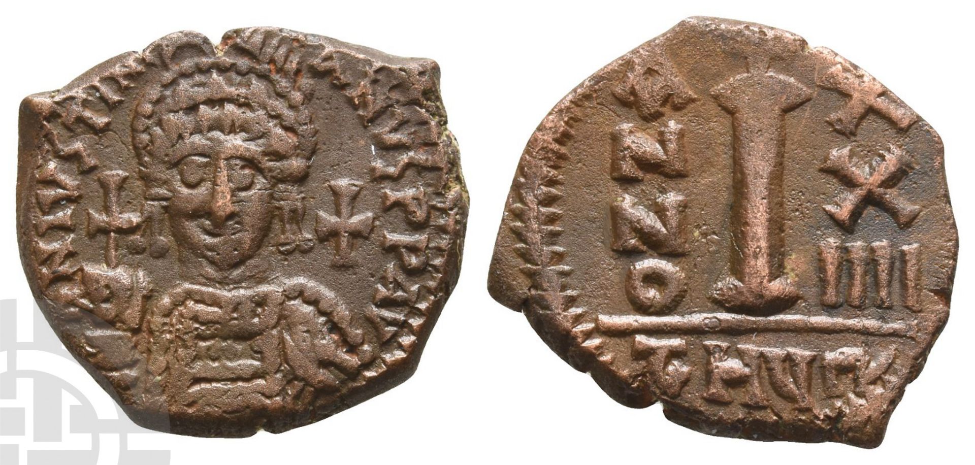 Justinian I AE 10 Nummi or Decanummium.